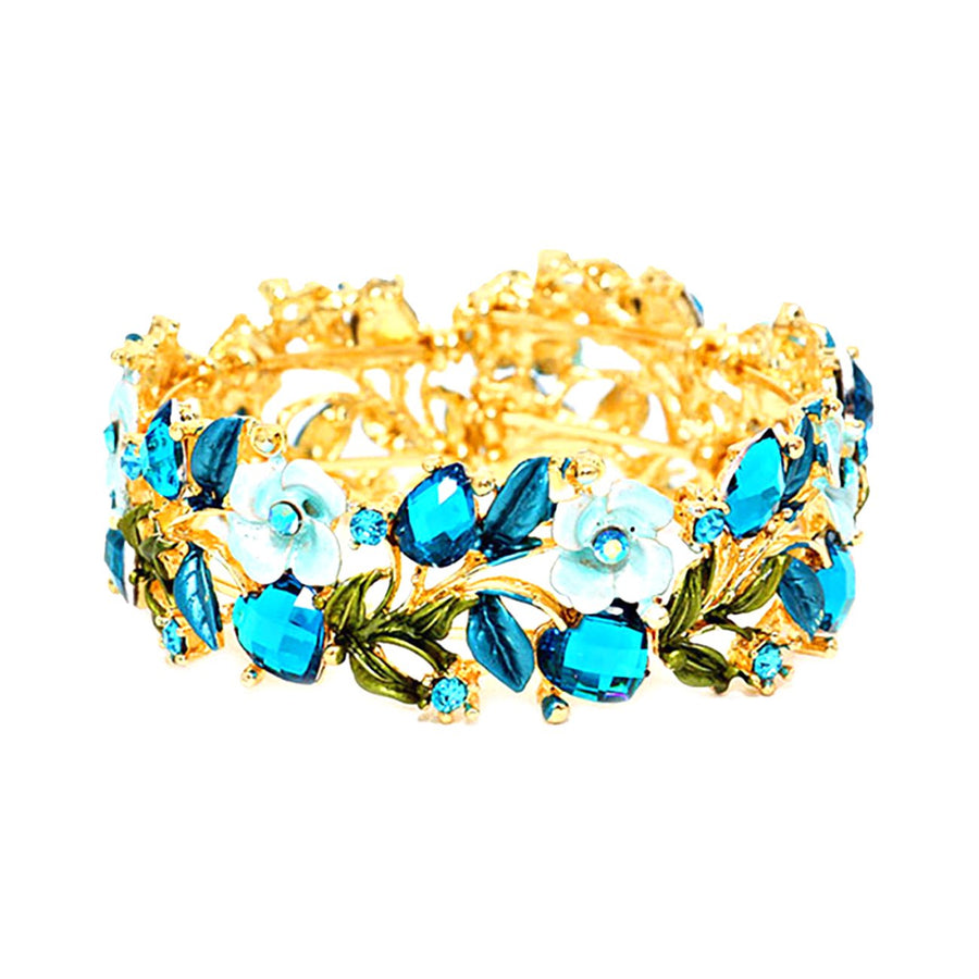 Gold Brown Floral Cuff Bracelet