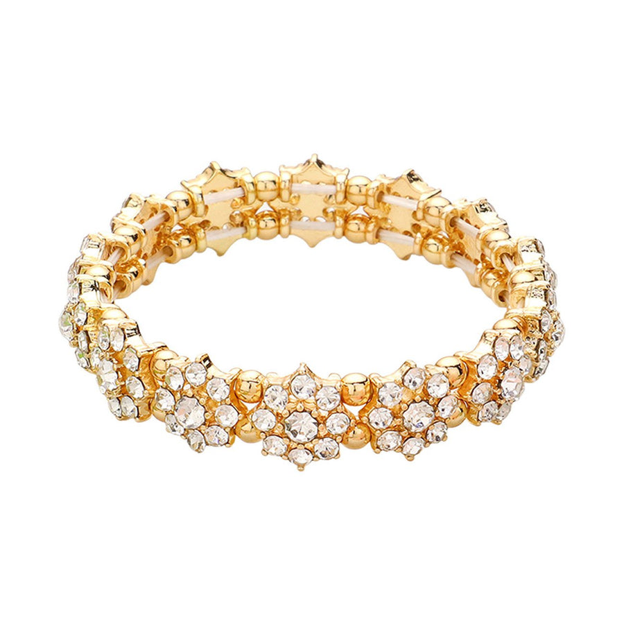 Multi Color Stone Cluster Flower Stretch Bracelet