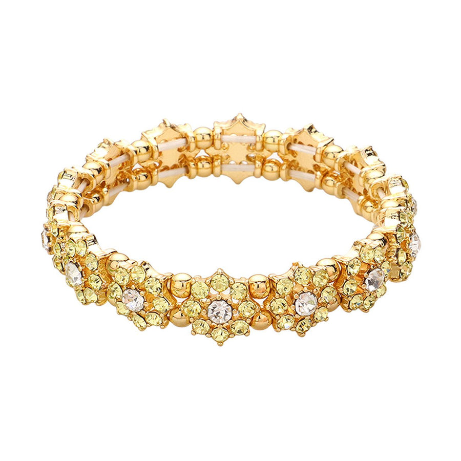 Multi Color Stone Cluster Flower Stretch Bracelet