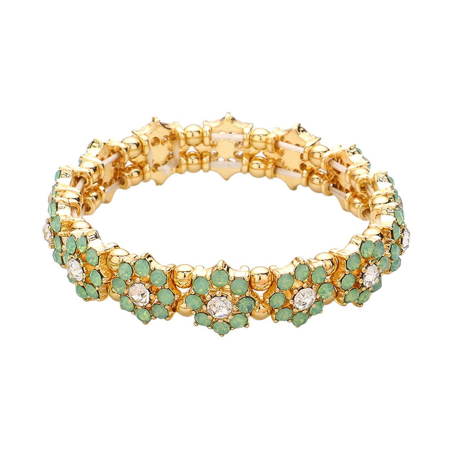 Multi Color Stone Cluster Flower Stretch Bracelet