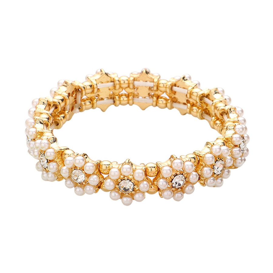 Multi Color Stone Cluster Flower Stretch Bracelet