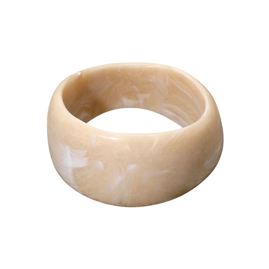 Brown Wide Marbled Swirl Celluloid Acetate Bangle Bracelet