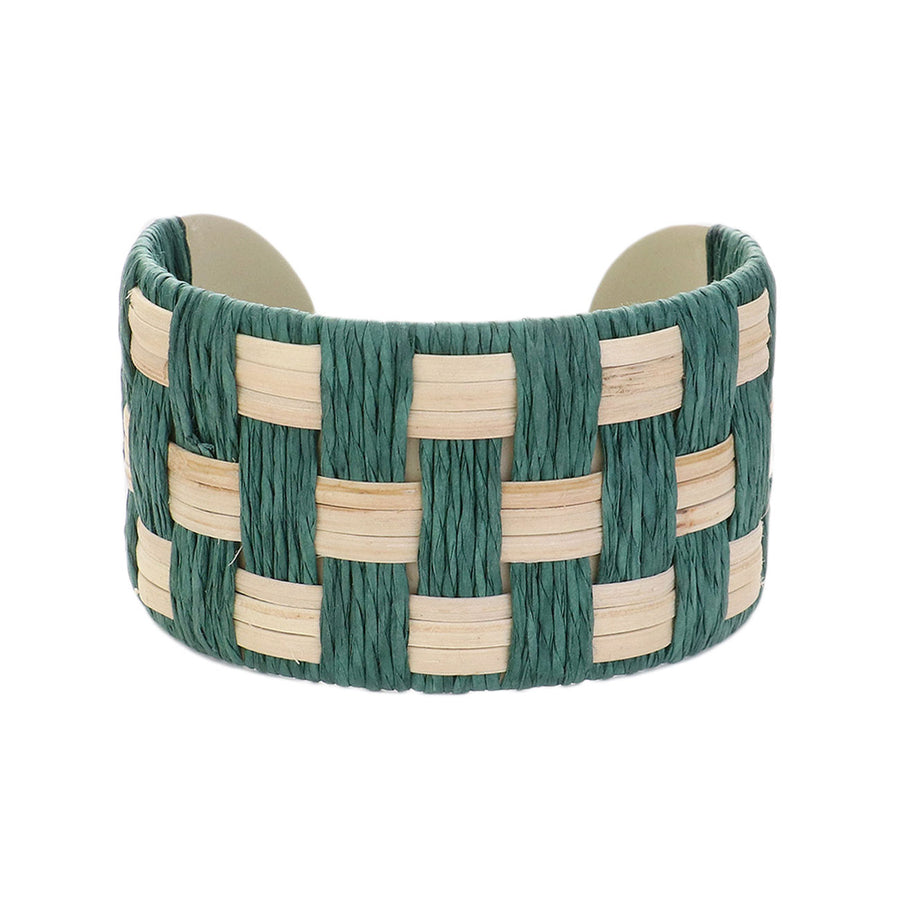 Pink Raffia Weave Cuff Bracelet