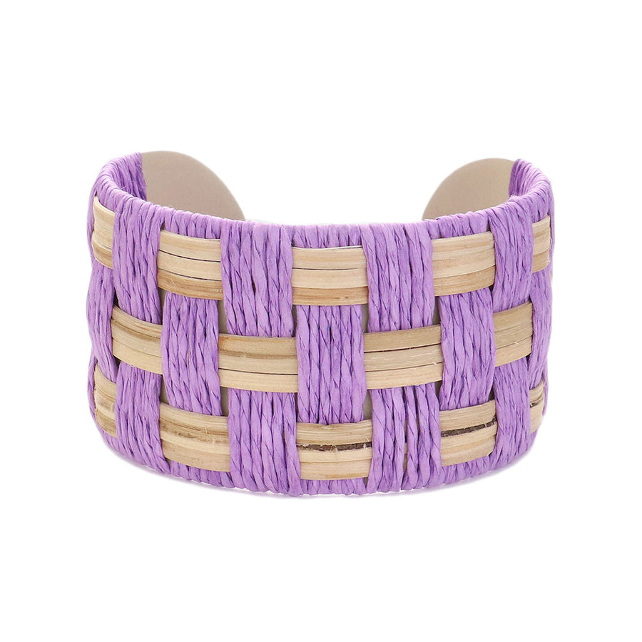 Pink Raffia Weave Cuff Bracelet