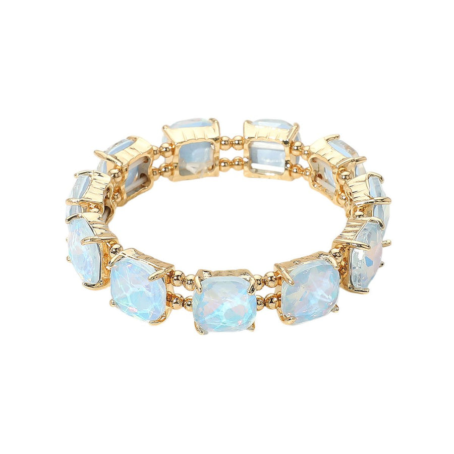 Pink Square Stone Stretch Bracelet