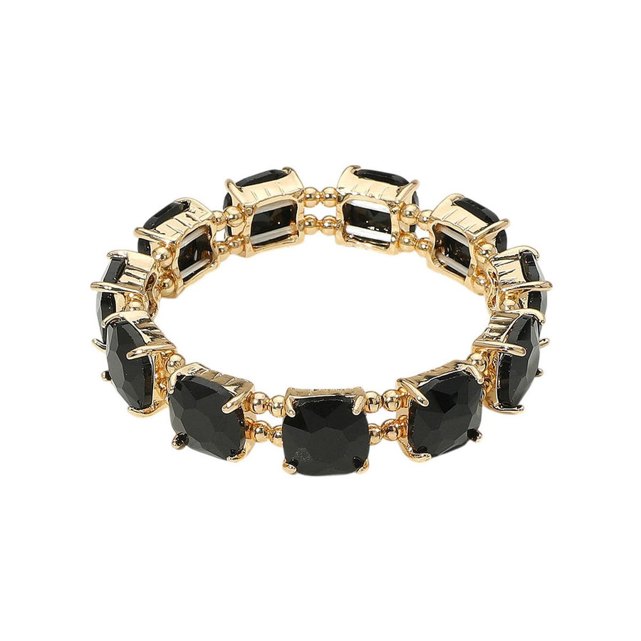 Pink Square Stone Stretch Bracelet