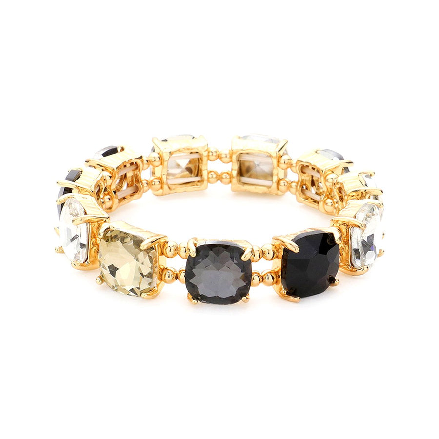 Pink Square Stone Stretch Bracelet