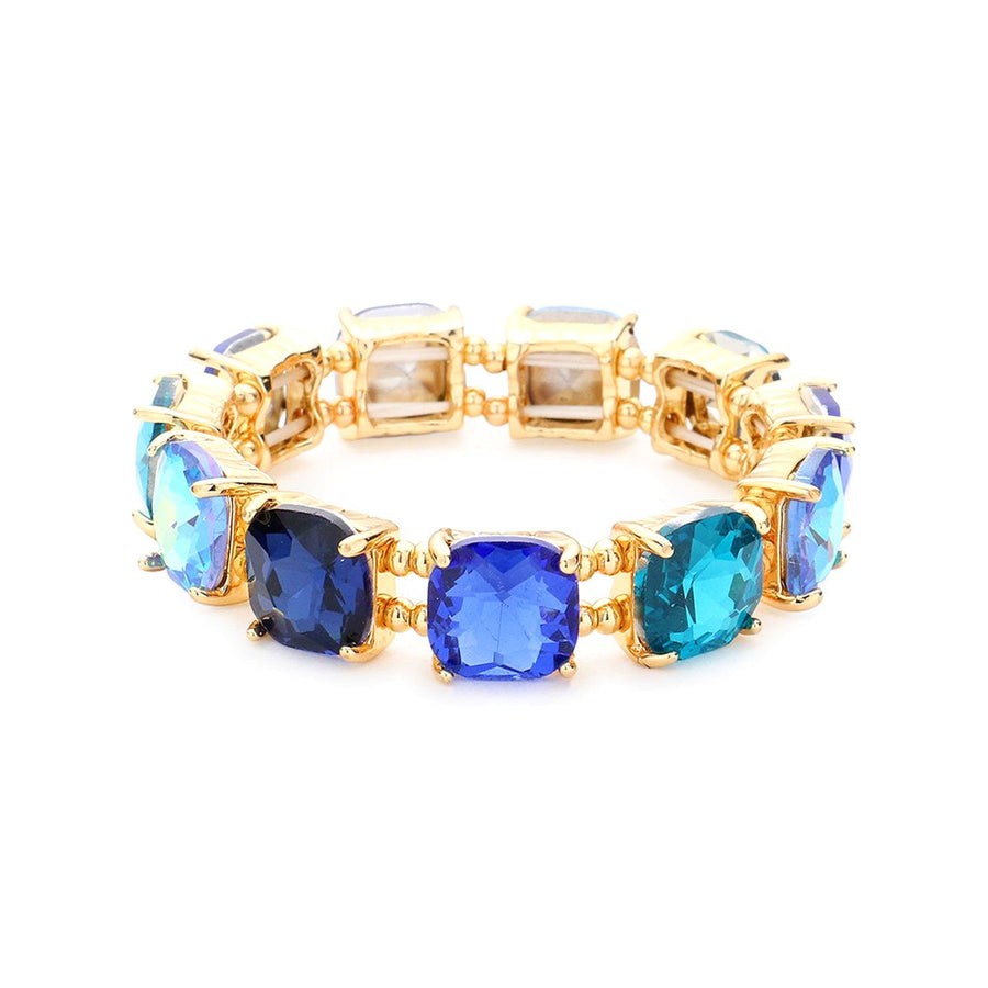 Pink Square Stone Stretch Bracelet