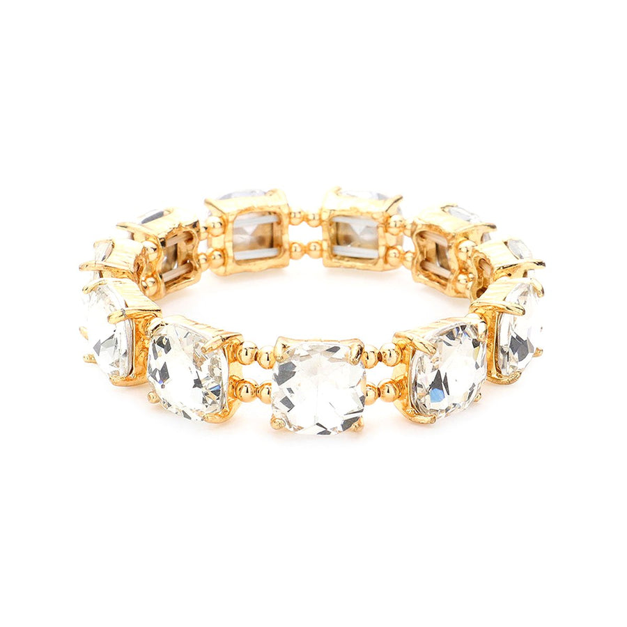Pink Square Stone Stretch Bracelet
