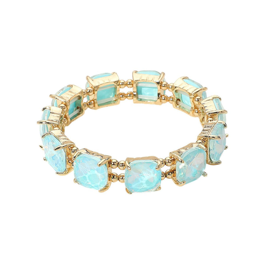 Pink Square Stone Stretch Bracelet