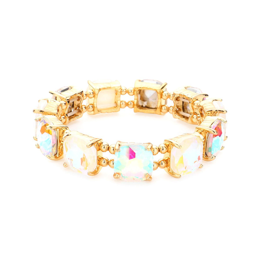 Pink Square Stone Stretch Bracelet