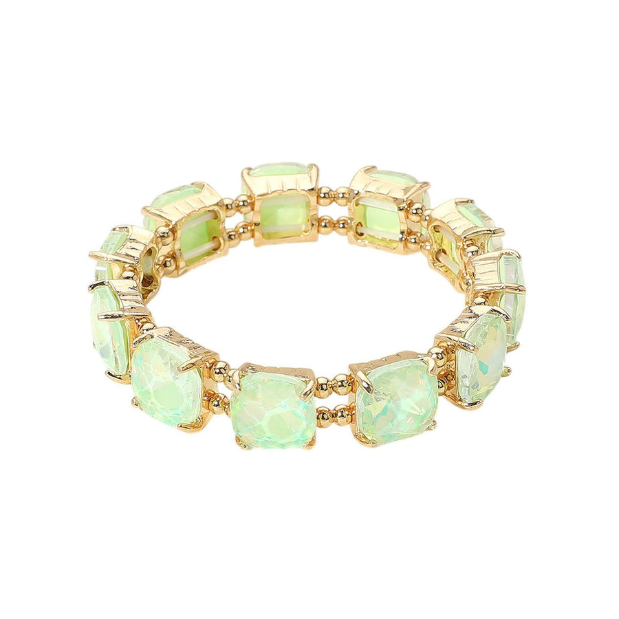 Pink Square Stone Stretch Bracelet