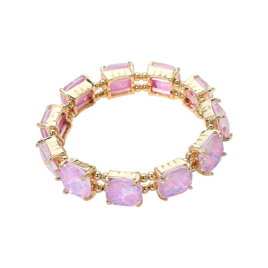 Pink Square Stone Stretch Bracelet