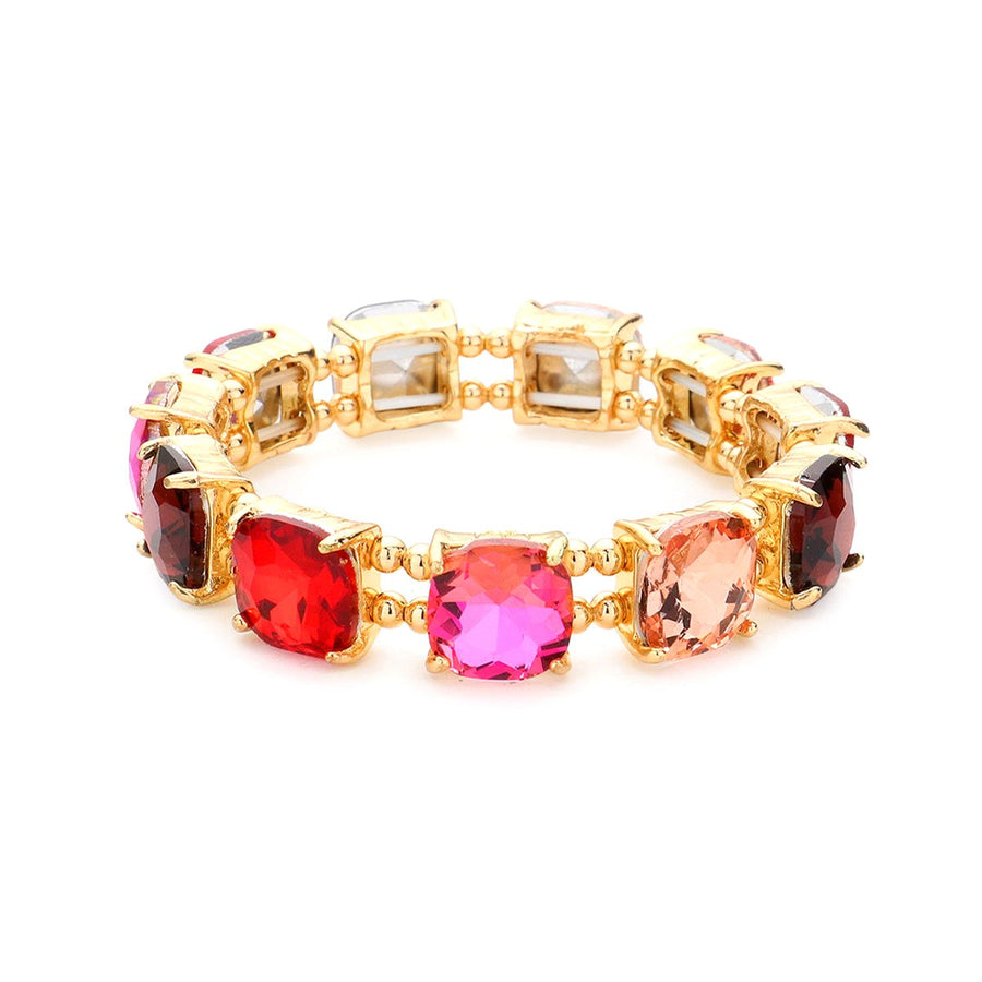 Pink Square Stone Stretch Bracelet