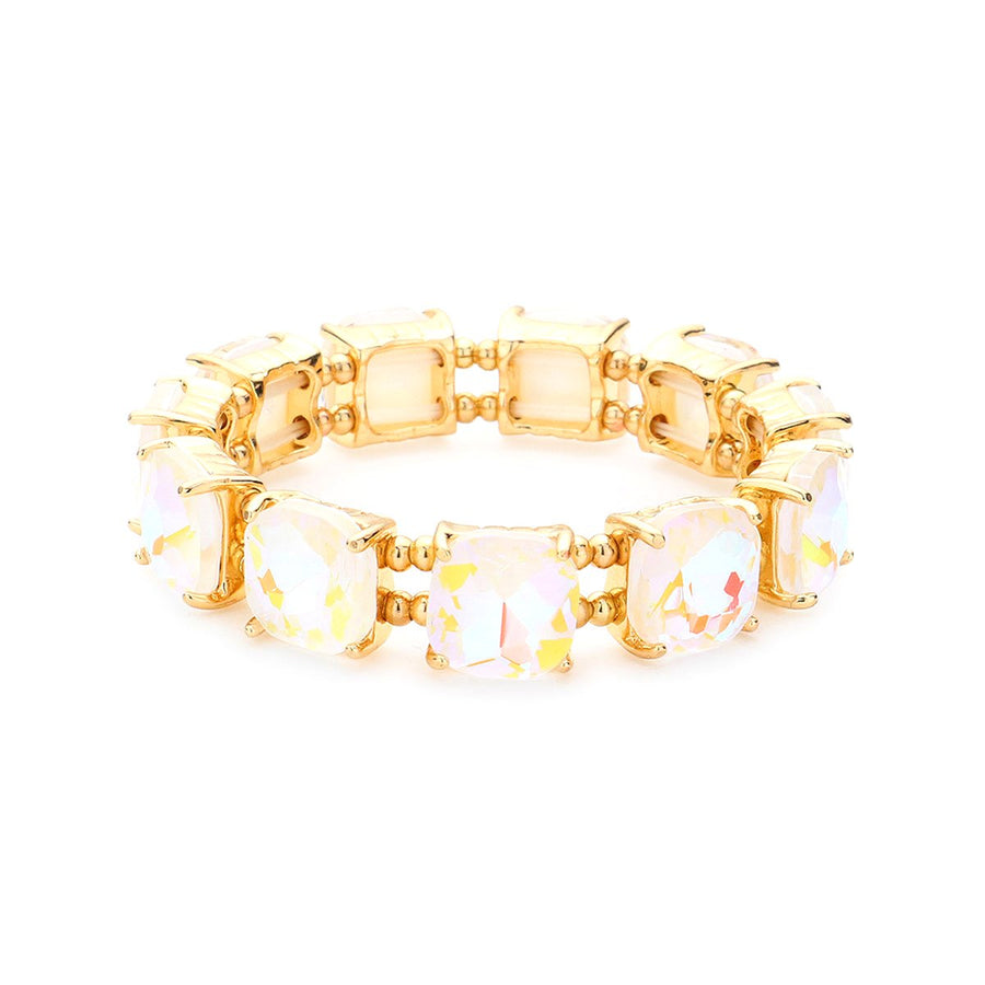 Pink Square Stone Stretch Bracelet