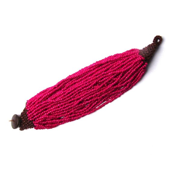Gorgeous Magenta Pink Multi Strand Bead Bracelet
