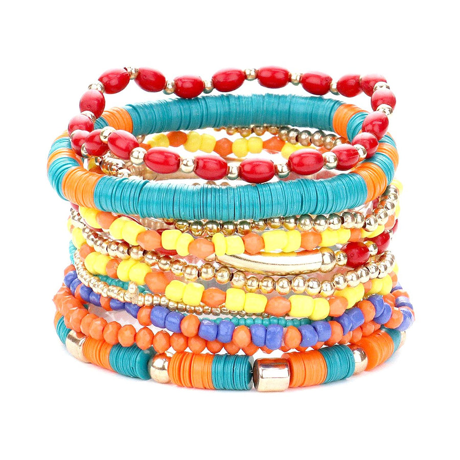 Gorgeous Multi Color Heishi Beaded Stretch Bracelet