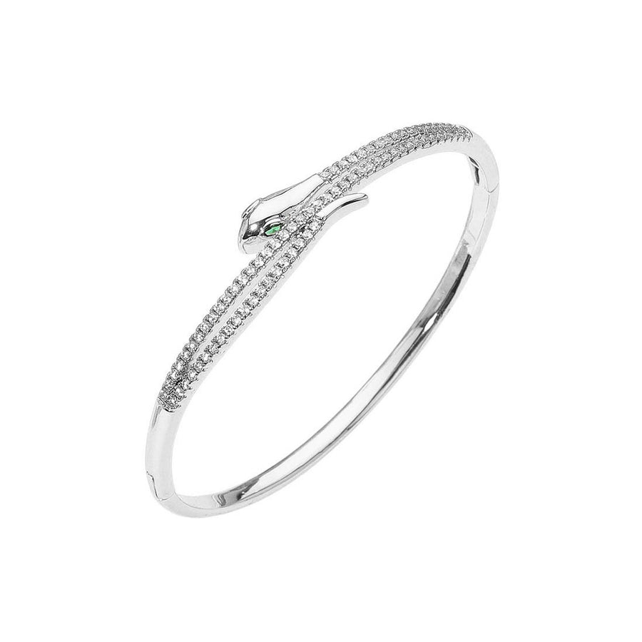 Gold Rhinestone Pave Sleek Snake Bangle Bracelet