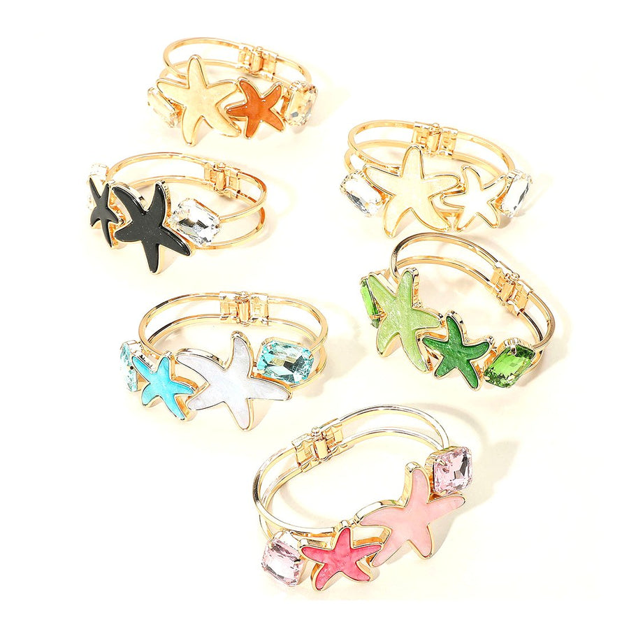 Glittering Blue Resin Starfish Bangle Bracelet