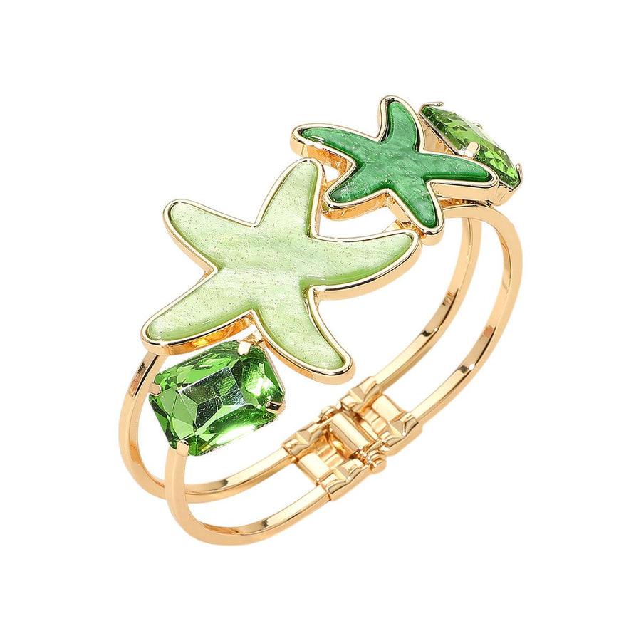 Glittering Blue Resin Starfish Bangle Bracelet