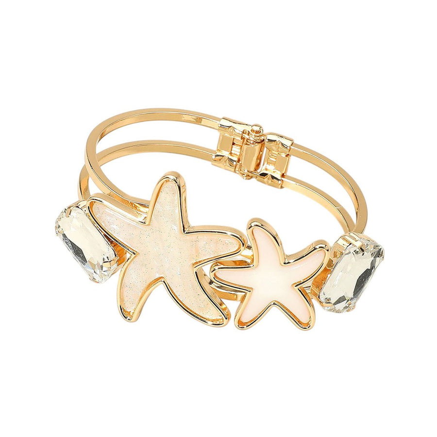 Glittering Blue Resin Starfish Bangle Bracelet