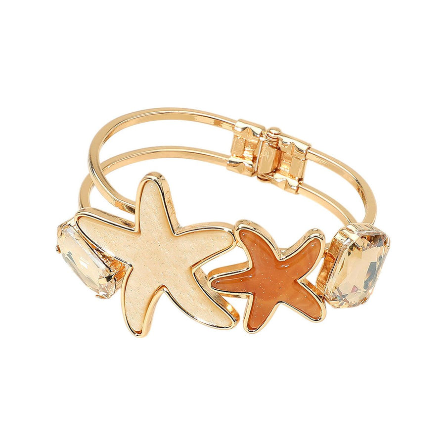 Glittering Blue Resin Starfish Bangle Bracelet