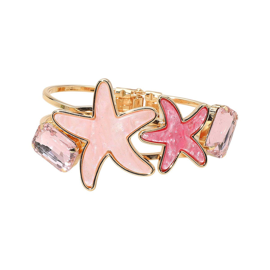 Glittering Blue Resin Starfish Bangle Bracelet