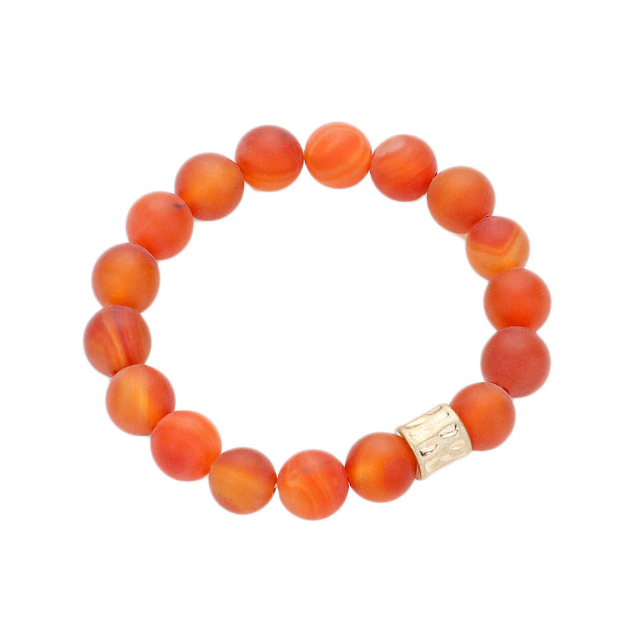 Orange Semi Precious Stone Beaded Stretch Bracelet