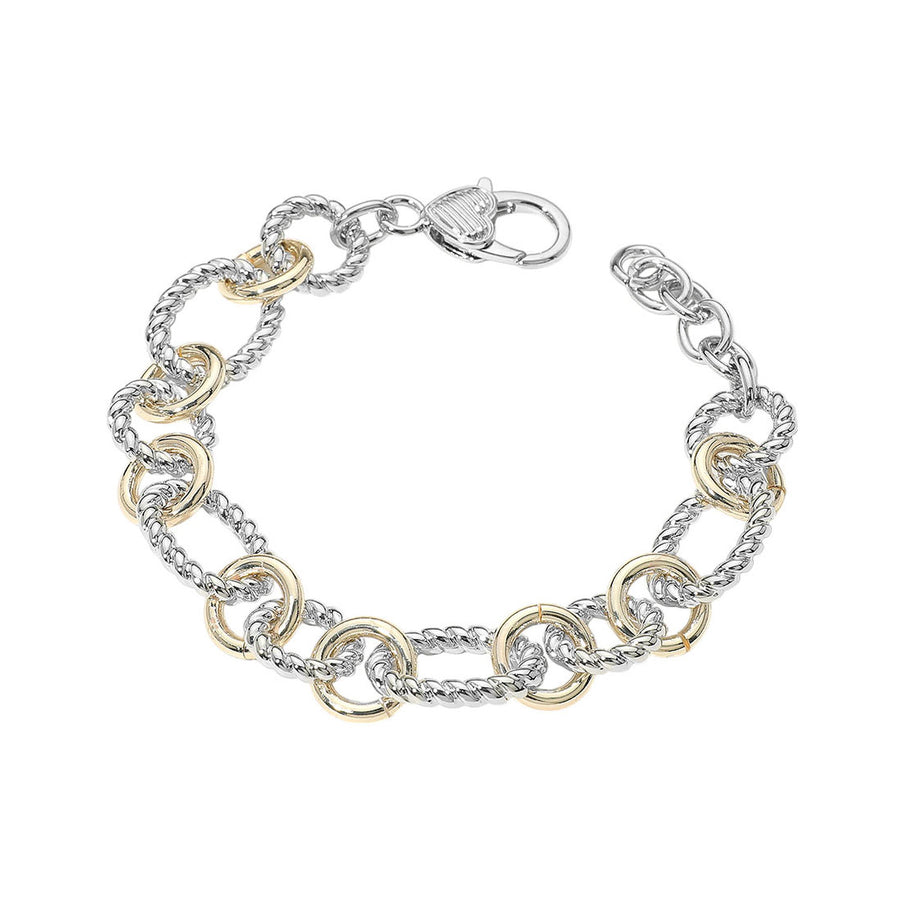 Two Tone Textured Chain Bracelet