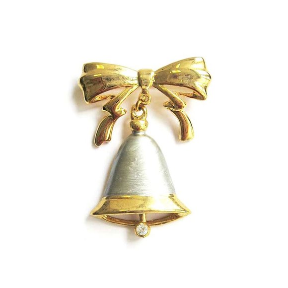 Holiday Gold Jingle Bells Brooch