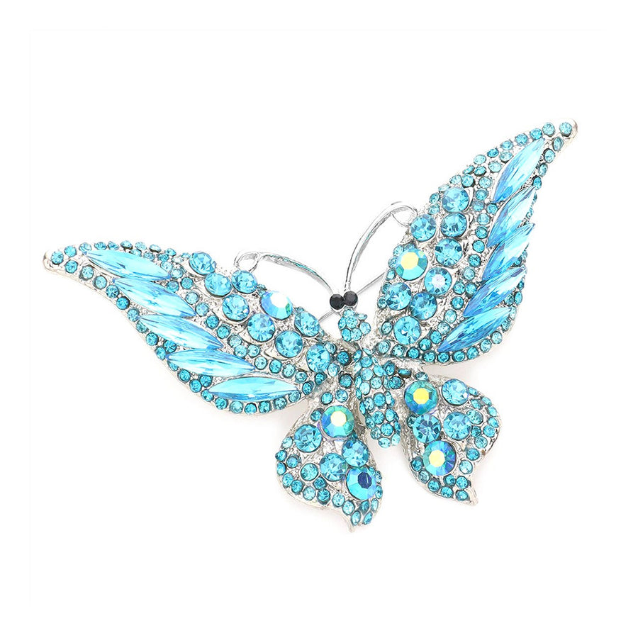 Dazzling Multi Color Glass Crystal Butterfly Pin Brooch