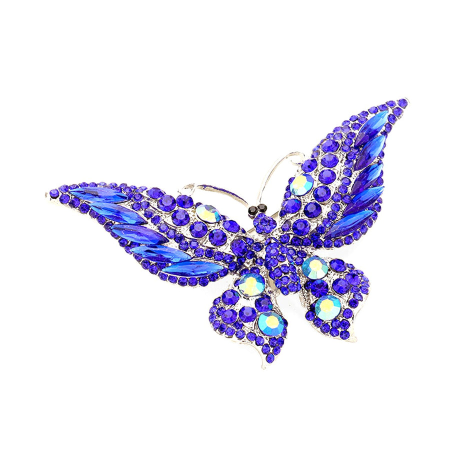 Dazzling Multi Color Glass Crystal Butterfly Pin Brooch