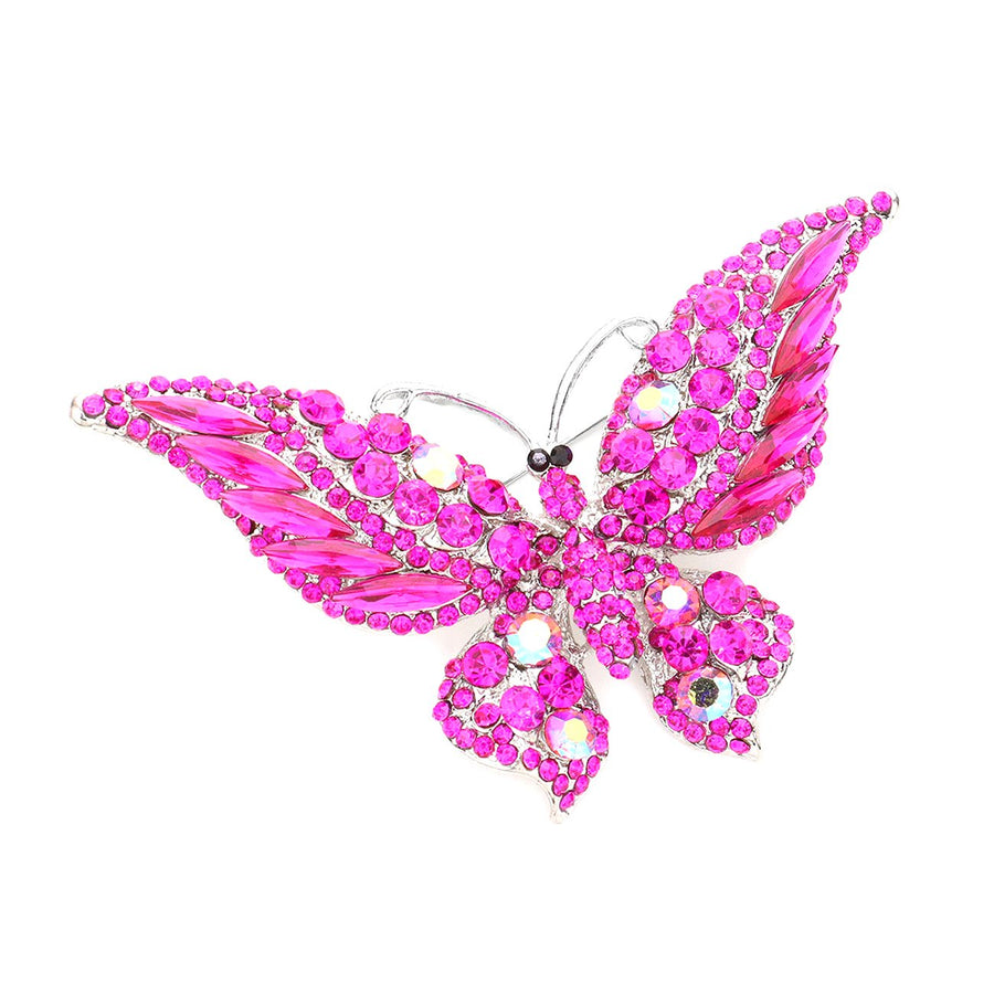 Dazzling Multi Color Glass Crystal Butterfly Pin Brooch