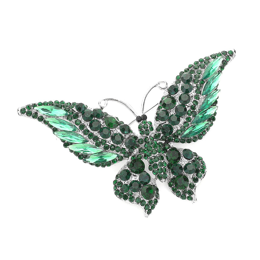 Dazzling Multi Color Glass Crystal Butterfly Pin Brooch