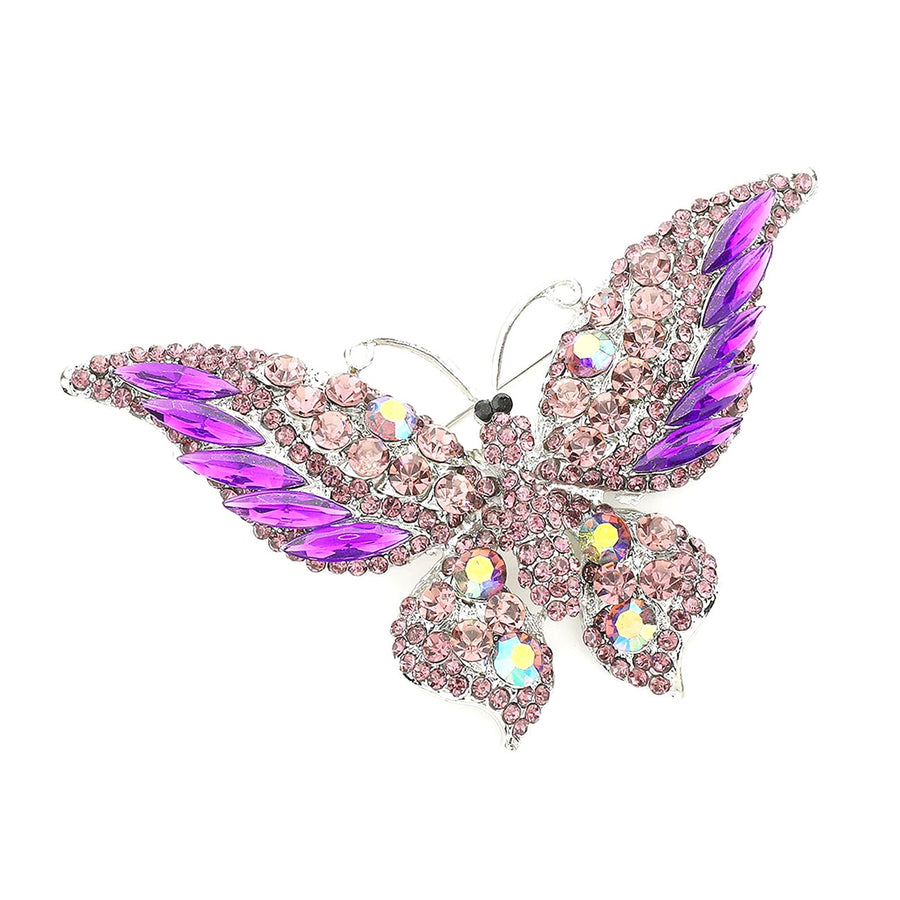 Dazzling Multi Color Glass Crystal Butterfly Pin Brooch