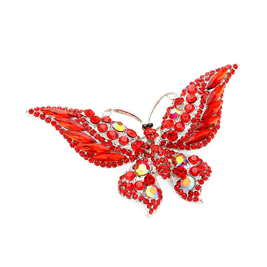 Dazzling Multi Color Glass Crystal Butterfly Pin Brooch