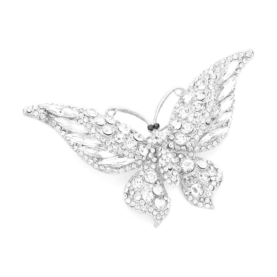 Dazzling Multi Color Glass Crystal Butterfly Pin Brooch