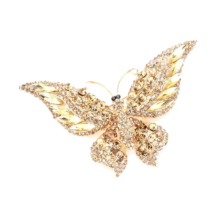 Dazzling Multi Color Glass Crystal Butterfly Pin Brooch