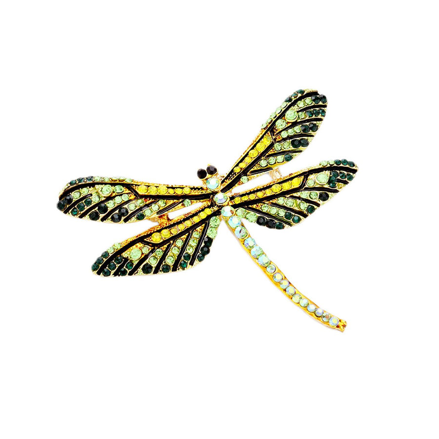 Multi Color Rhinestone Embellished Dragonfly Pin Brooch