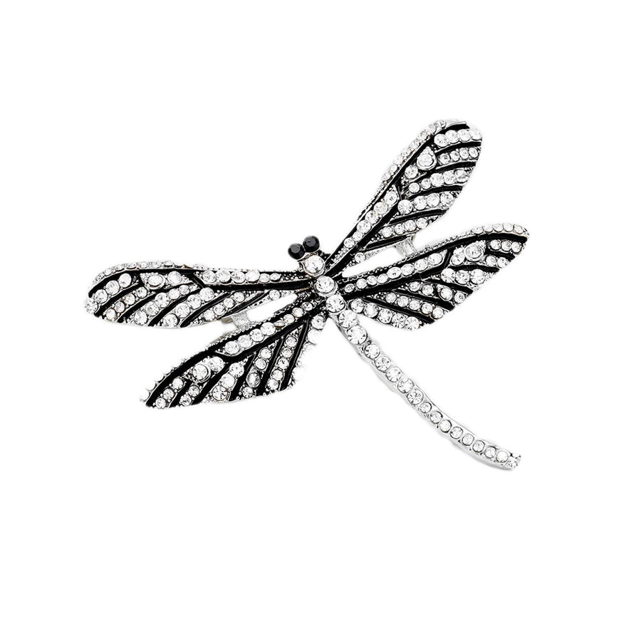 Multi Color Rhinestone Embellished Dragonfly Pin Brooch