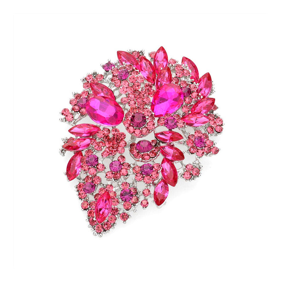 Dazzling Purple Rhinestone Floral Pin Brooch