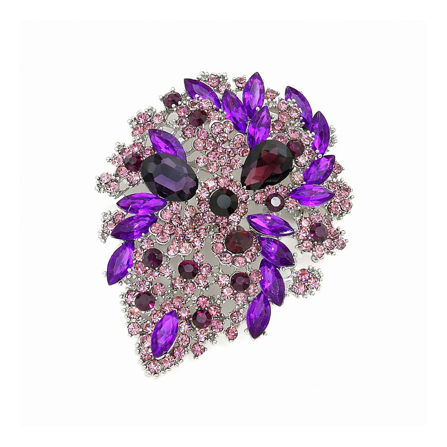 Dazzling Purple Rhinestone Floral Pin Brooch