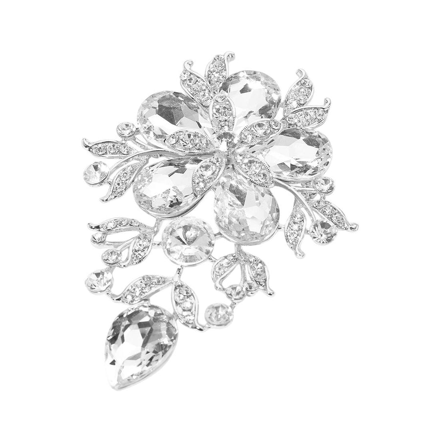 Dazzling Pink Floral Glass Stone Cluster Pin Brooch