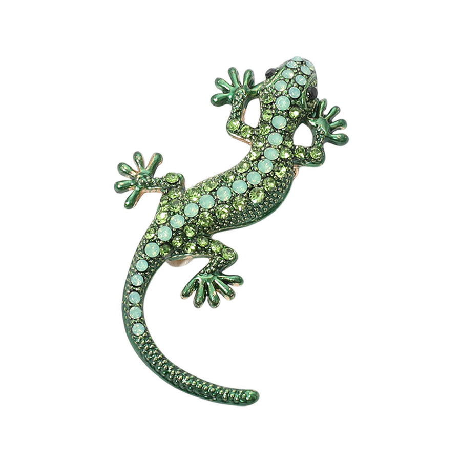 Multi color Stone Paved Lizard Pin Brooch