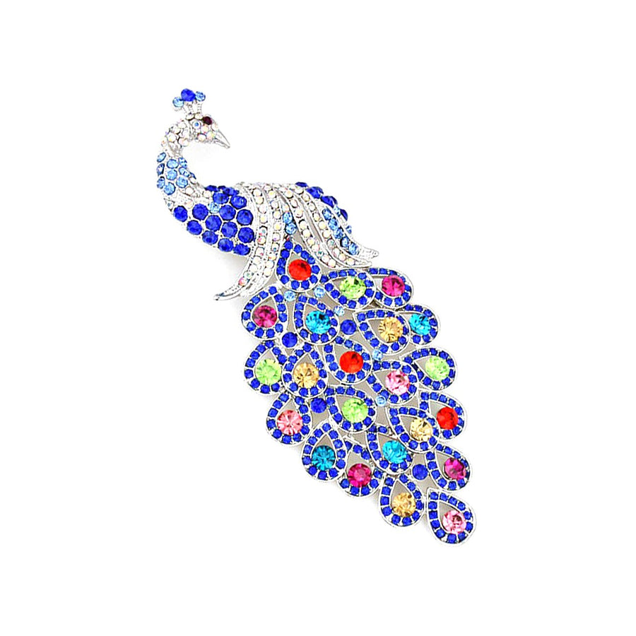 Multi Blue Crystal Peacock Pin Brooch