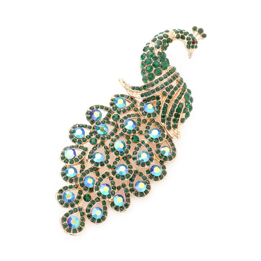 Multi Blue Crystal Peacock Pin Brooch