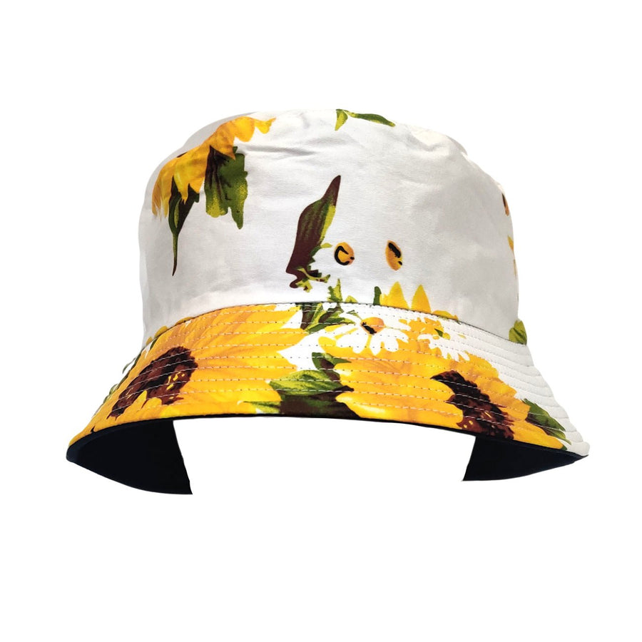 Cheerful Black Sunflower Bucket Hat