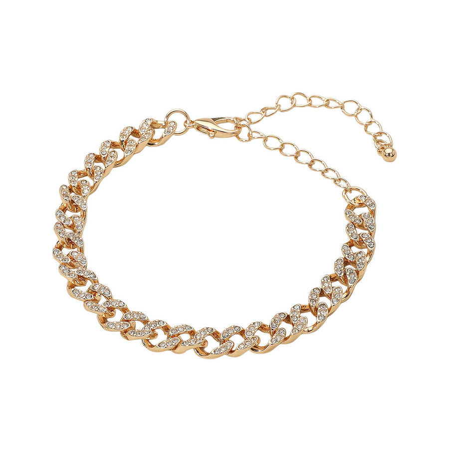 Silver Stone Cuban Chain Bracelet