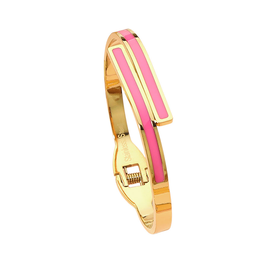 Stylish Fuchsia Overlap Hinged Bangle Bracelet