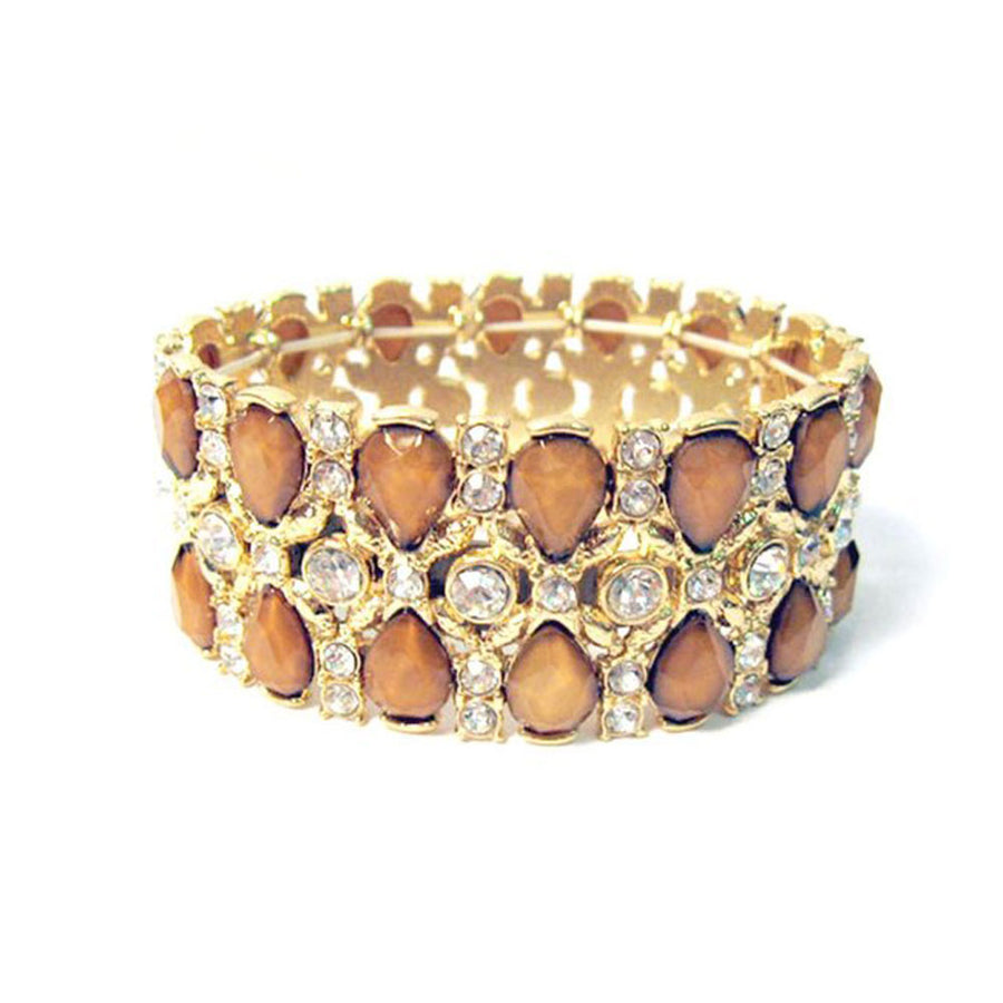 Bronze Crystal Gold Stretch Bracelet